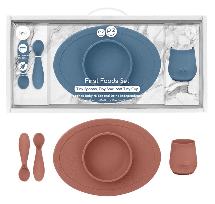 Ezpz First Foods Set (Lime) - 100% Silicone Mealtime Set