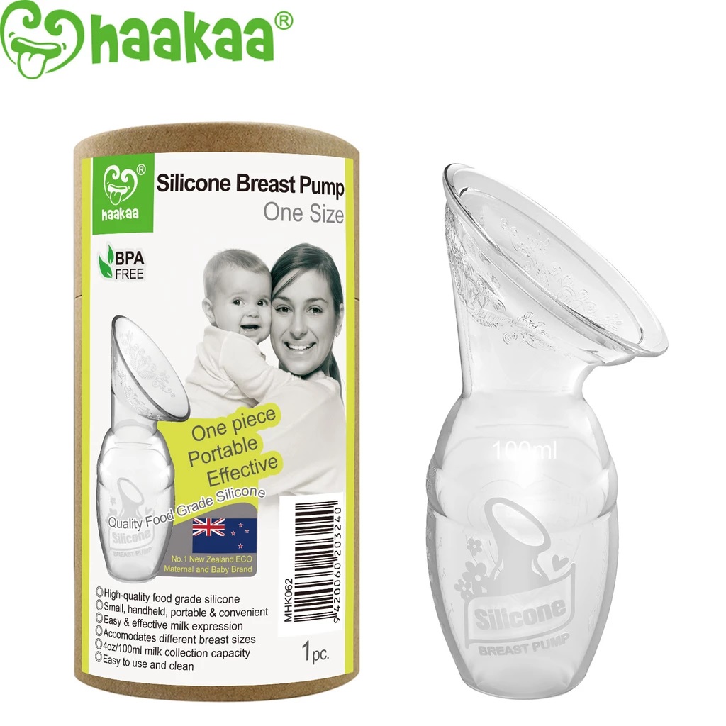 Haakaa Silicone Breast Pump with Suction Base and Flower Stopper 100% Food  Grade Silicone BPA PVC and Phthalate Free (4oz/100ml) (Blue)