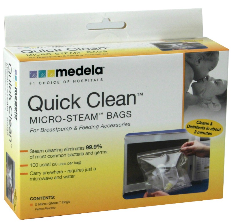 Medela Quick Clean Micro-Steam Bags,5-1/8 x 5-7/8 x 1-5/8,5/Pack, 12Pk/Case,87024