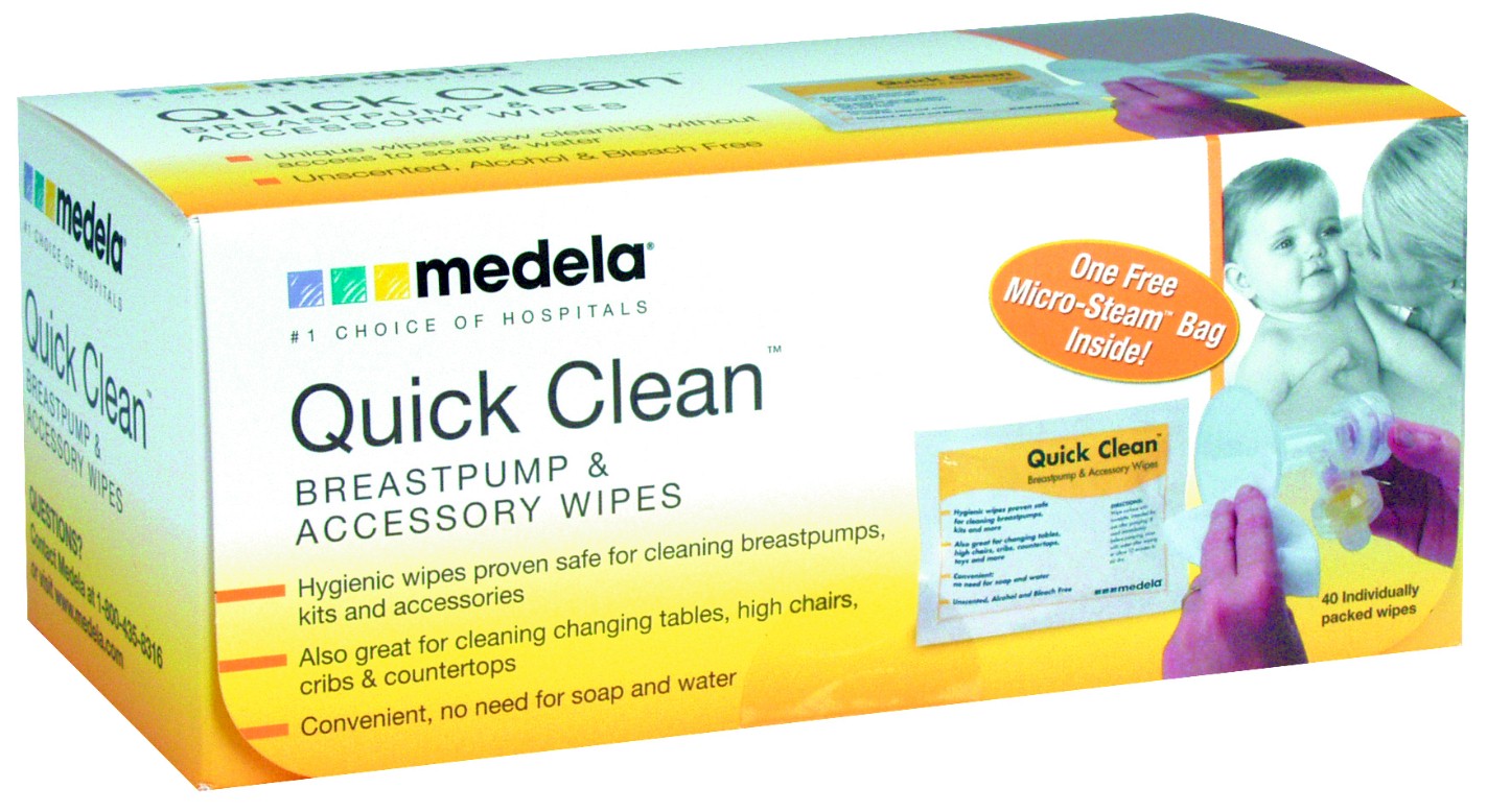  Medela Quick Clean Breast Pump And Accessory Wipes, 40 Count,  Individually Wrapped Convenient And Hygienic On-The-Go Cleaning Of Tables,  Countertops, Chairs, And More : Breast Feeding Pump Kits : Baby