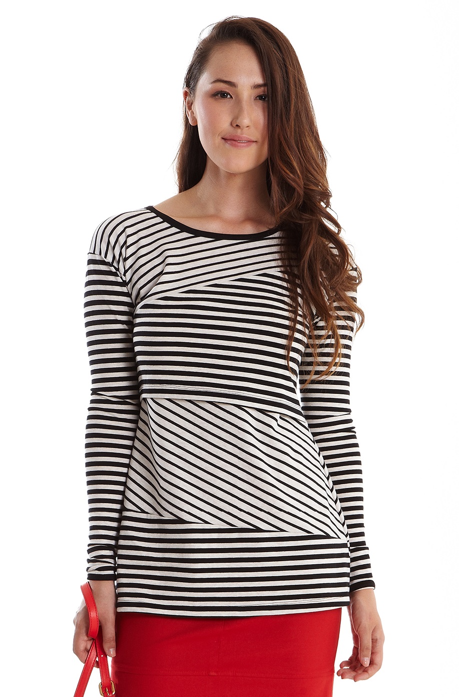 Mothers En Vogue Ladder Stripe Nursing Tunic--Small Only