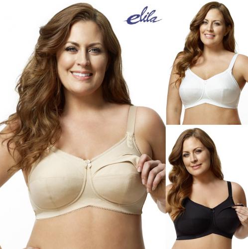 Elomi Womens Cate Wirefree Soft Cup Bra, 40E, White