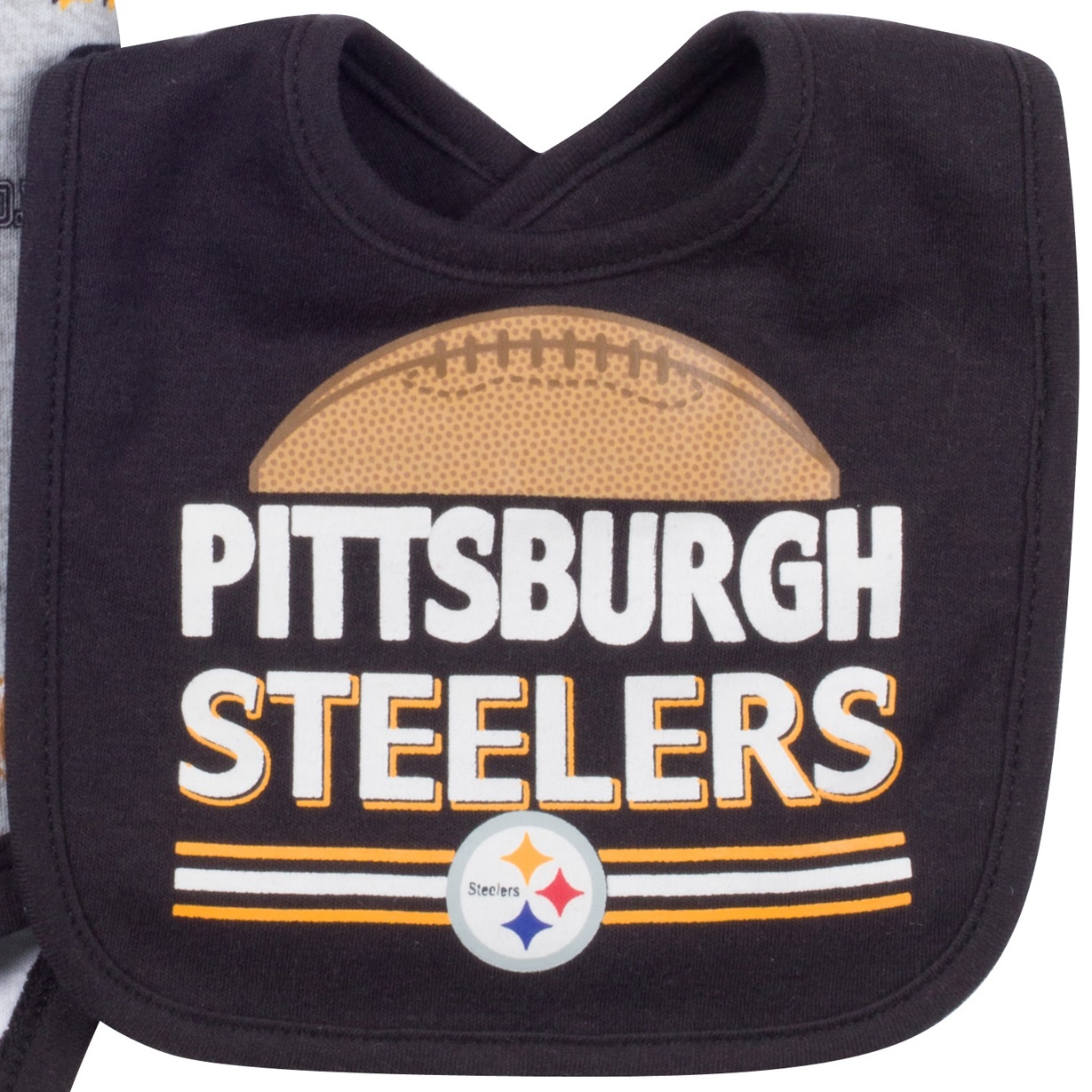 NFL Pittsburgh Steelers Baby Girls Bodysuit, Bib and Cap Outfit