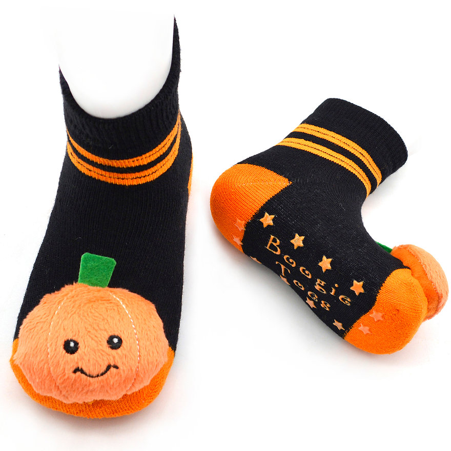 Magnolia Baby Halloween Pumpkin Jack-O-Lantern Socks
